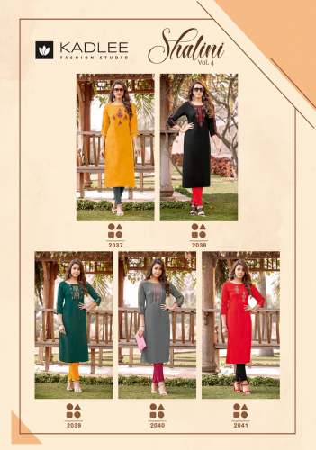  Shalinee Vol 4 Nylon Viscose Kurti By Kadlee