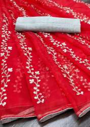 Soft Pure OrgenZa Saree With Embroidery Work