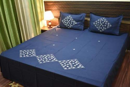 Blue King Size Embroidered bed sheet  by Fabrica Furnishings