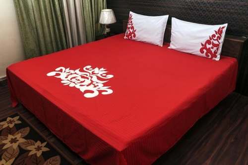 Fancy Red Embroidered Bed sheet by Fabrica Furnishings