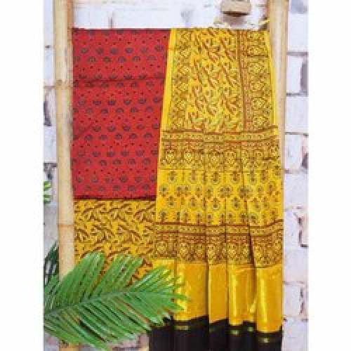 Fancy Ajrakh Hand Print Chanderi Silk Saree by Sangisathi Retails Pvt Ltd