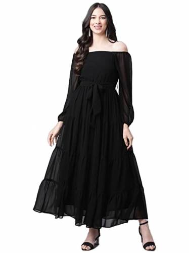 Buy Fancy Western Flare Black Gown By Cottinfab by Cottinfab