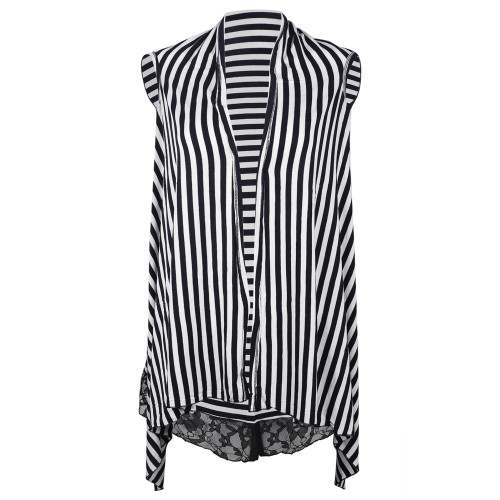 Striped Black And White Cotton Shrugs by Leelan