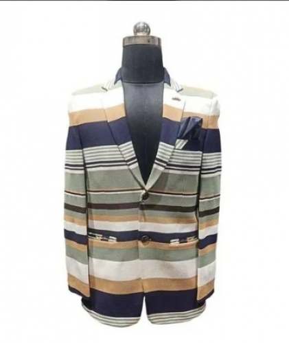 D.dot Printed Striped Blazer by Kitty Garment