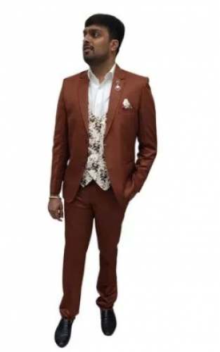 Mens Brown 3-Piece Suit