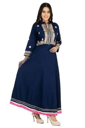 Classic KiKu Nevy Blue Rayon Anarkali Kurti by Classic The Fashion Hub