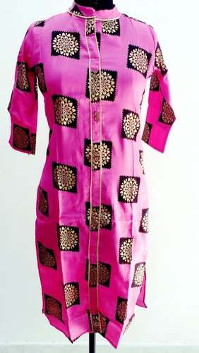 Festival Wear Pink Cotton Printed Kurtis by Classic The Fashion Hub