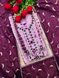 Pink Shibori Handwork Kurti with Organza Dupatta