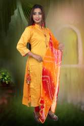 Yellow Bangalori Silk Traditional Kurti 