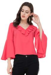 Ladies Red Fancy Ruffle Top