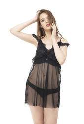 Trendy Black Net Lingerie Set
