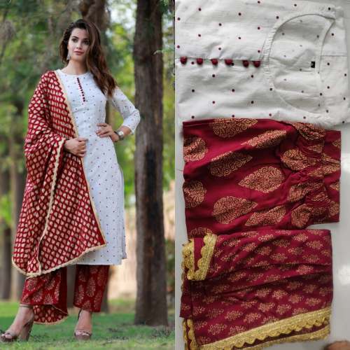 Designer Rayon Kurti With Palazzo And Dupatta