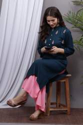 Rayon Adda Worked Kurti With Palazzo