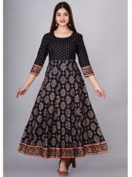 Rayon Gold Printed Anarkali Gown