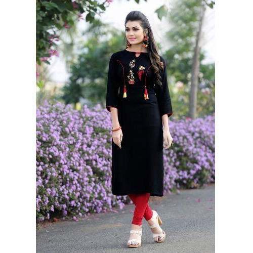 Ladies Black Rayon Kurti