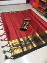 Ladies Jacquard Silk Saree With Heavy Border