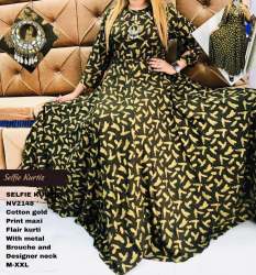 Gold Print Cotton Kurtis