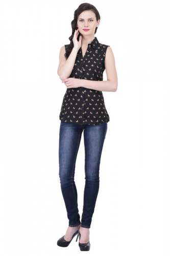 Balck Printed Top- 3065