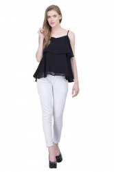 Black Solid Sleeveless Top-3085