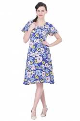 Blue Floral Print Dress-3078
