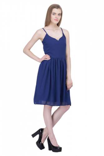 Blue Sleeveless Dress-3094