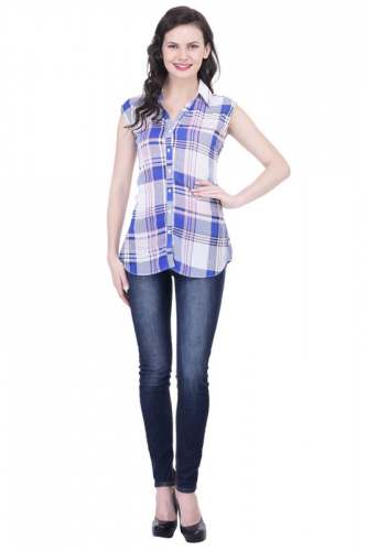 Fancy Checks Prisnt Tops- 3061