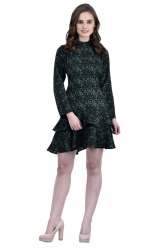 Green Floral Print Dress - 3158