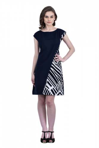 Navy Printed Dress - 3155