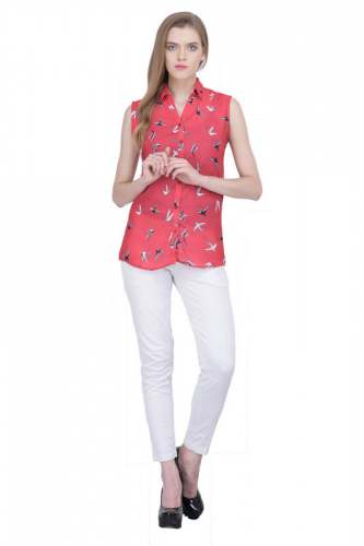 Peach Sleeveless Shirt- 3087