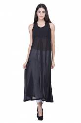 Plain Black Long Top - 3103