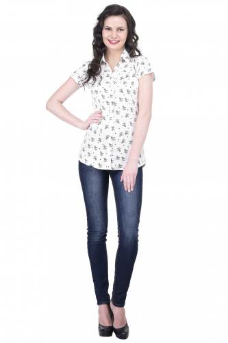 White Printed Top - 3056