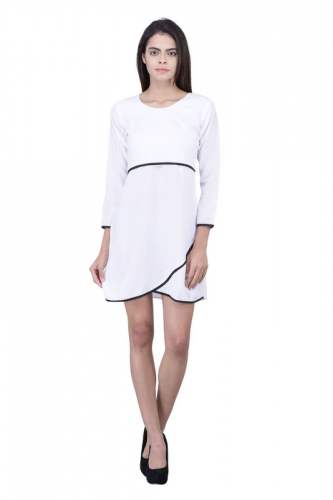 White Solid Dress - 3118