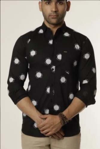 Men Printed Lycra Black﻿ Color Shirt  by Chopra Exports