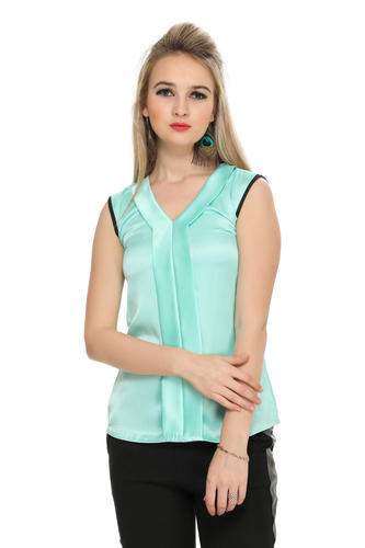 Pleated Satin-Silk Top