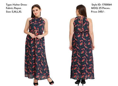 Printed Halter Dress by Grob Marche