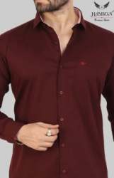 Maroon Plain Formal Shirt for Mens by Hamson