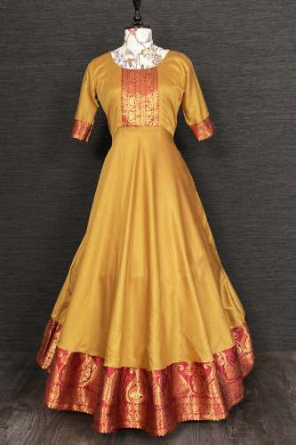 Latest Traditional Silk Gown Design For Girls by anaya designer studio