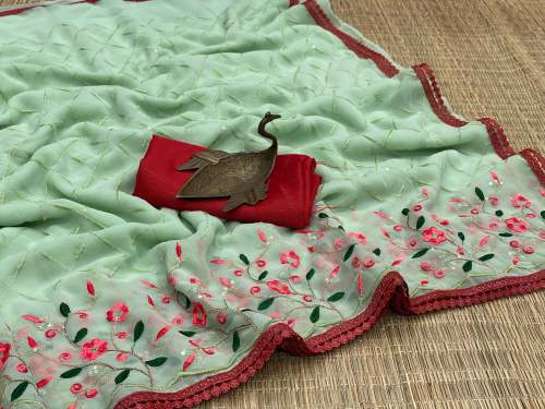 Beautiful Georgette Embroidered Saree by Niraj Fashion Mart