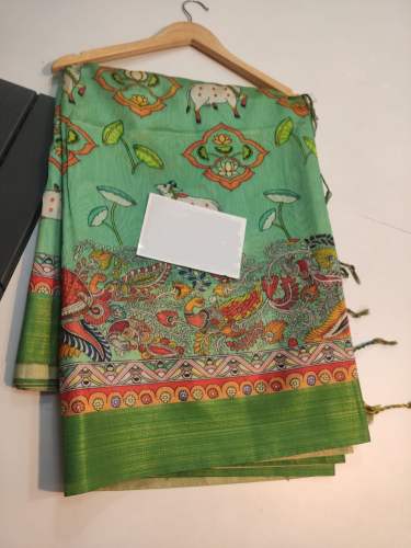 classic Kalmakari Border Soft Tussar Silk Saree  by niraj fashion mart