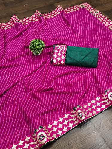 Stunning Georgette Leheriya Saree with Gota Patti Border 