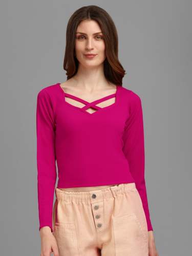 PURVAJA Pink Crop Top by Purvaja