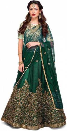 Taffeta Satin Embroidery Work Lehenga Choli