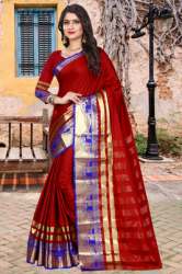 Red Cotton Silk Sarees