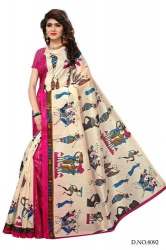 Ladies Casual Printed Bhagalpuri Silk Saree 07