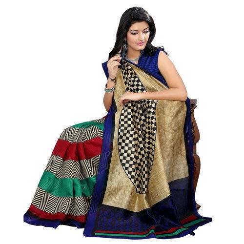 Ladies Party wear Printed Bhagalpuri Silk Saree