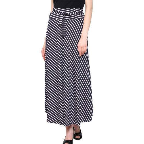 White-Black Striped Long Skirt
