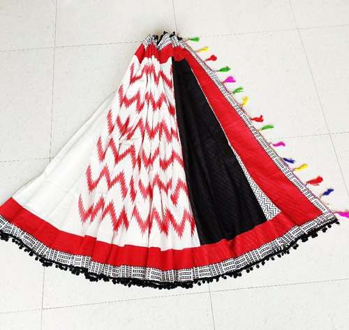 Designer Cotton Pom Pom Saree by Jaipur Cotton Craft