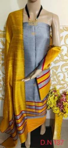 Raw Silk Handloom Weaving Dress Material by n fabrics 