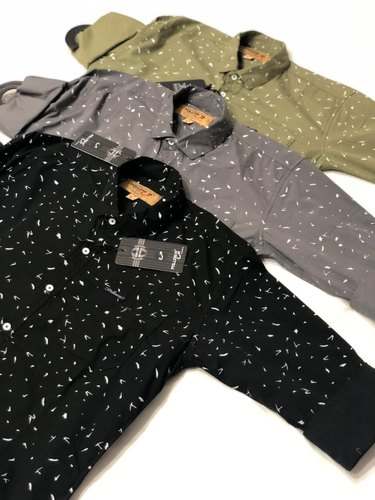 Mens Full Sleeve Denim Printed Shirt