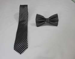 black jacquard tie and bow